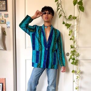 Vintage 90’s Teal Abstract Blazer